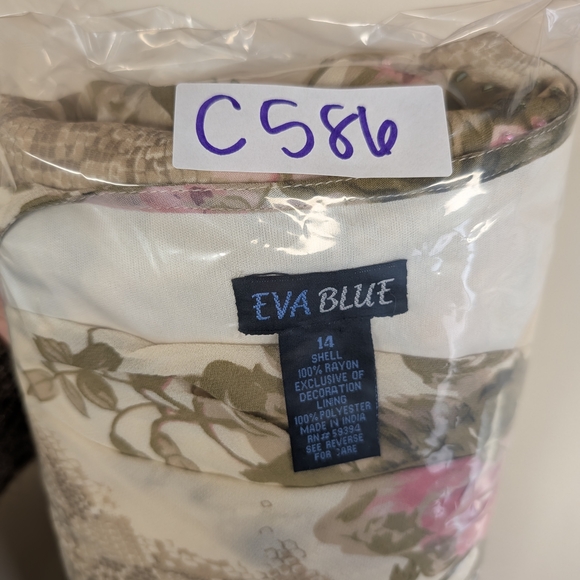 Eva Blue Y2K Floral Chiffon Maxi Dress Beaded Romantic - Picture 14 of 14